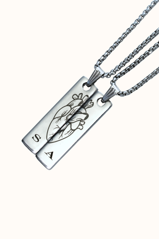 Couple Gift - Matching Heart Necklaces for him and her