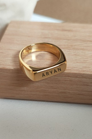 Valentine's Day - Personalized Name Ring placed on elegant gift box