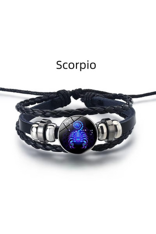 Personalized gifts - Aries Zodiac Cosmic Leather Bracelet